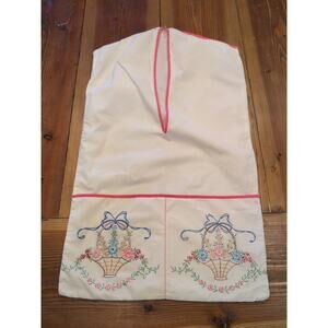 Vintage Embroidery Laundry Bag & Clothespin Hanging Bag Handmade Cottage Core